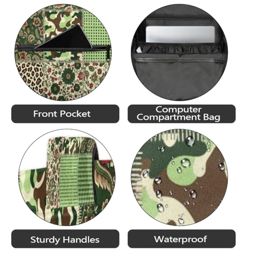 Mochila escolar para laptop de 15.6 pulgadas ligera y cómoda con camuflaje de cachemira 5