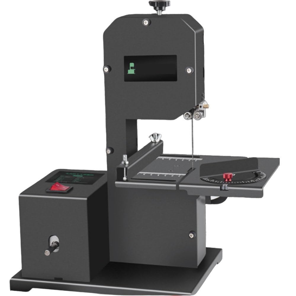 800w Sierra De Cinta Sobremesa Profesional,Sierra Cinta para Madera,Capacidad Corte 70mm,Mesa Inclinable 0-45°,para Cortes Curvos Y Rectos,Cortes En Madera Y Espuma