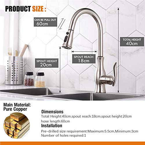 Robinet de cuisine tactile avec douchette extractible chrome - 6