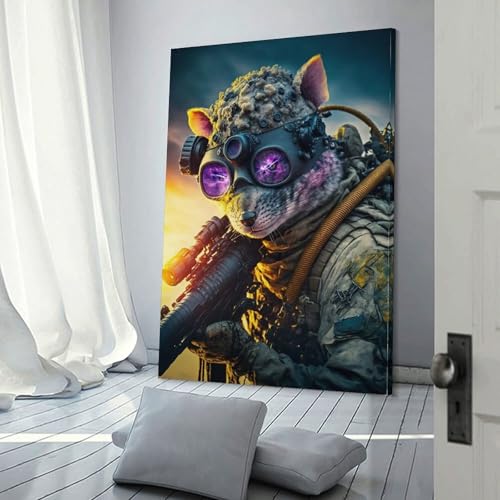 POLIUAWS Rat Troops Wandbild auf Leinwand für Schlafzimmer, Teenager, Mädchen, Frauen, Wohnzimmerdekoration, Leinwandkunst, 50 x 75 cm