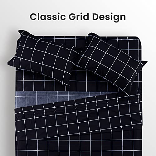 Sleep Zone HU-XI-201 Printed Plaid Queen Size Sheet Set 4 Piece - Double Brushed Microfiber Super Soft Breathable Bedding Sheets With 16 Inch Deep Pocket thumb #1