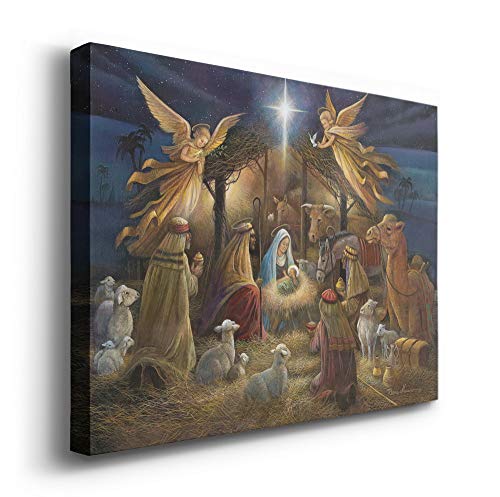 Renditions Gallery Nativity Scene Wall Art, Christ In A Manger, Jesus Christ, Mary, & Joseph, Religious Christmas Scene, Gallery Wrapped Canvas Decor, Ready To Hang, 12 In H X 18 In W, Made In America (Wc03-40881-1218) #TOP1