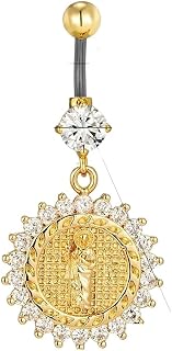 New 2026 Cross Jesus Belly Button Ring Golden Micro Inlaid Zircon Copper Pendant 14G Titanium Navel Piercing Bar Men Women Body Jewelry Fashion Accessories Creative Gift