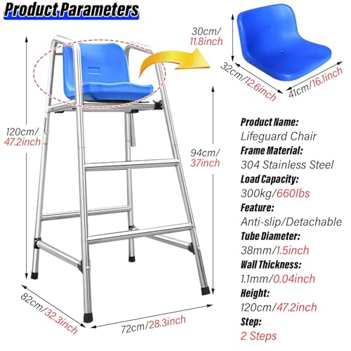 Silla de salvavidas de acero inoxidable 304 para piscina miniatura 2