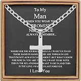 To My Man Necklace Gifts For Him Silver Cross Necklace For Man Religious Gifts To Lover Husband Boyf