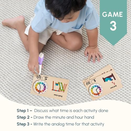 Image of Curious Cub Learning Clock for Kids | Educational Toys for 5+ Year Old | Fun Time Learning Kit | Activity Toys for 6 Year Old Boys, Girls & Educational Board Games for Kids | Ideal Birthday Gift