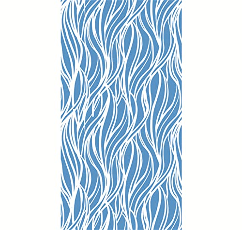 3D Colorful Static Window Film,No-Glue Heat Control Sun Blocking Window Privacy Film,For Bathroom,Kitchen,Bedroom,Living Room,Dining Room,Office,Hotels17.5Inchx118.1Inch Blue Wave #TOP4