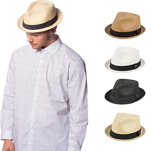 EPOCH HATS Mens Summer Fedora Cuban Style Short Brim Hat