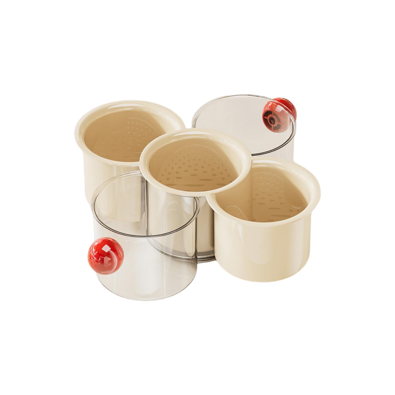 Xjdzineq Multiple Compartment Rotating Organizers with Nonrust Steel Frame and Silicone Seal for Freshness Produce Storage Container
