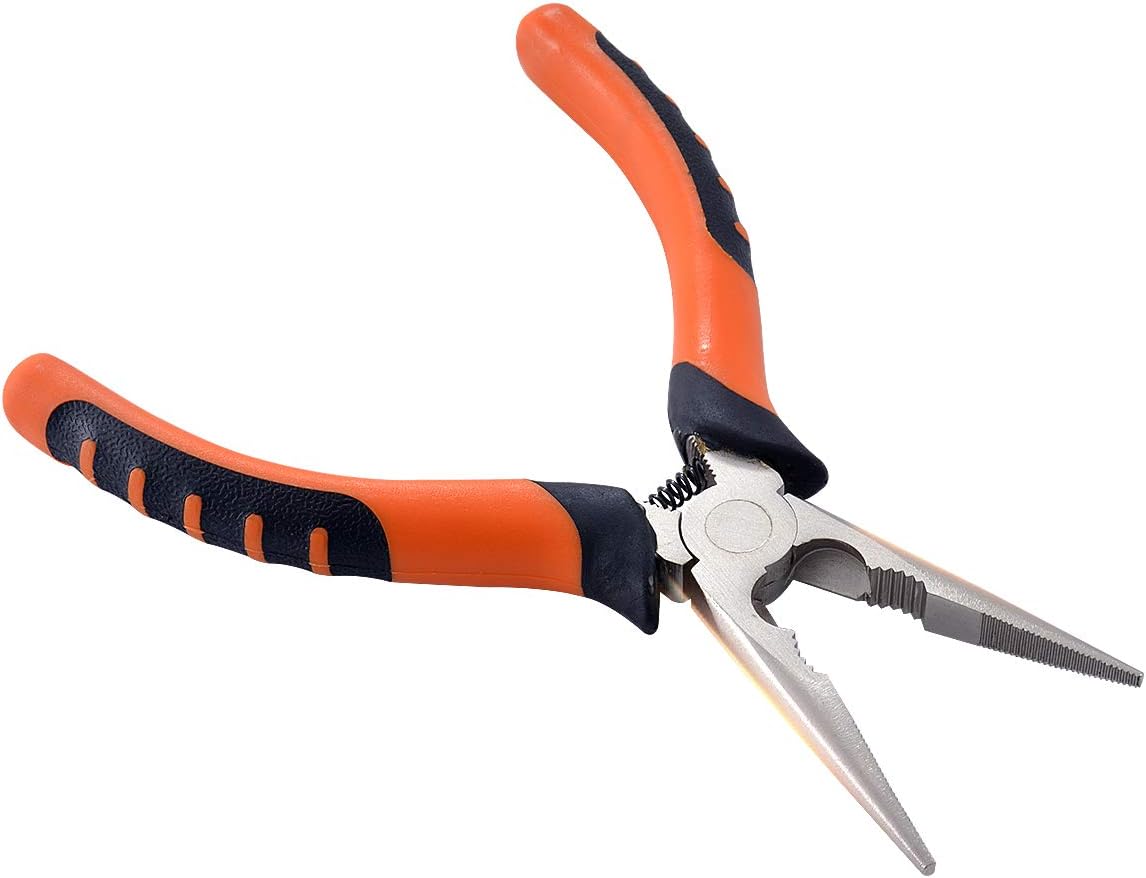 KATUR Heavy Duty Plier Set with Cutting Edge Precise Jaws, 6 Inch Serrated Teeth Hign Carbon Steel Wire Cutters Flat Pliers with Soft Grip Handles (6 Inch)