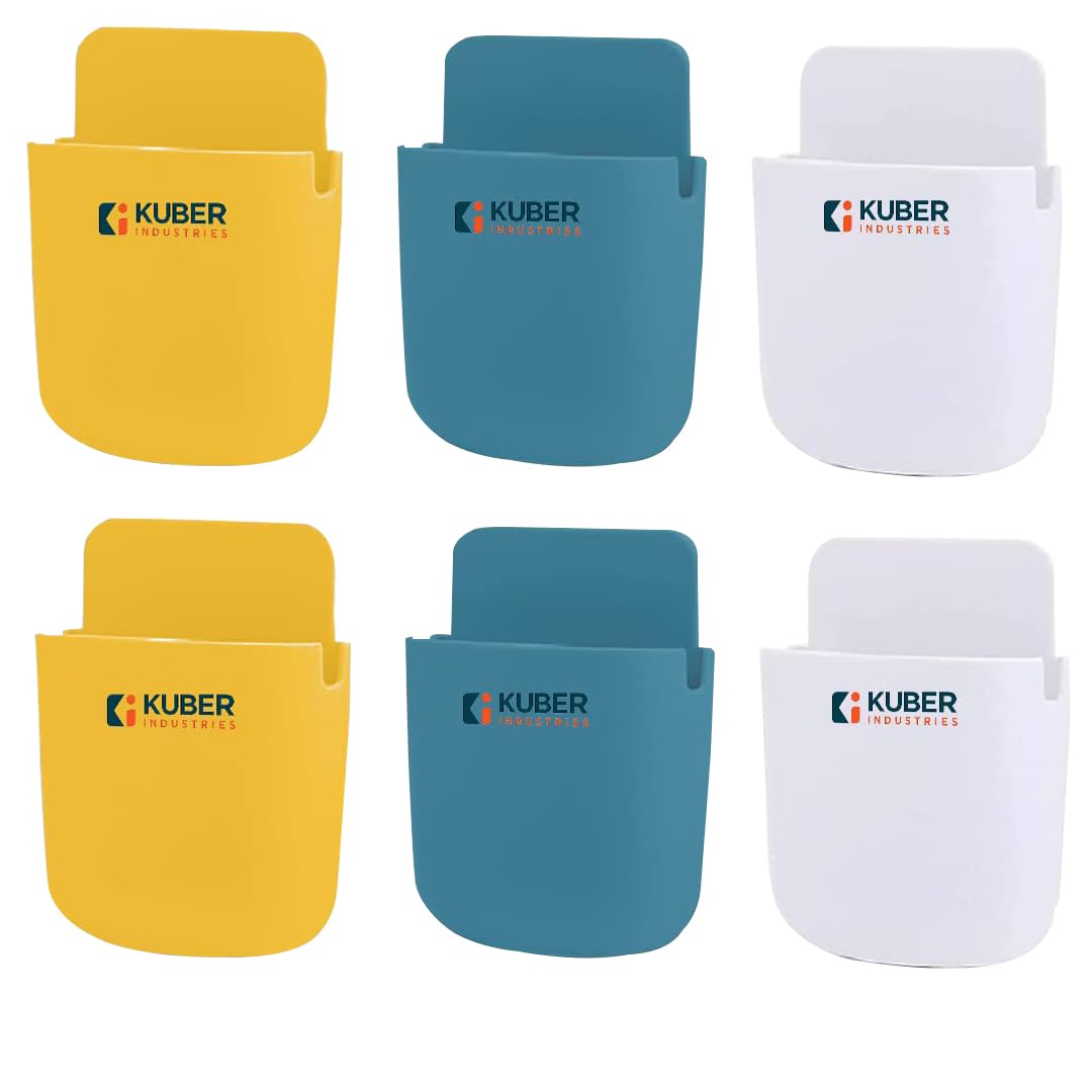 Kuber Industries Remote & Phone Holder|Wall Mounted Mobile Holder|Wall Stand for Phone, Remote, Brush, & Other Accessories|Pack of 6|E5397Iv8I|Multicolor-picture-20