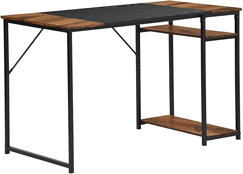 FurnitureR Mesa de estudio de 55 pulgadas con estantes de almacenamiento, ahorro de espacio para oficina en casa, escritorio de computadora con