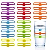 Chingde Glas Markierungen, 24 Stück Wein Marker Silikon Glasmarker Wiederverwendbare Cup Marker Trinken Marker für Home Bar Party Zubehör