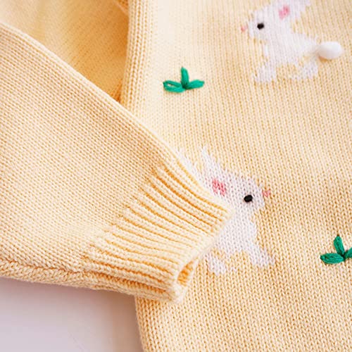 Toddler Girls' Sweater Long Sleeve Open Front Button Down Knit Cardigan Kids Top Clothes 1-6 Years (Yellow, 3-4 Years) #TOP2