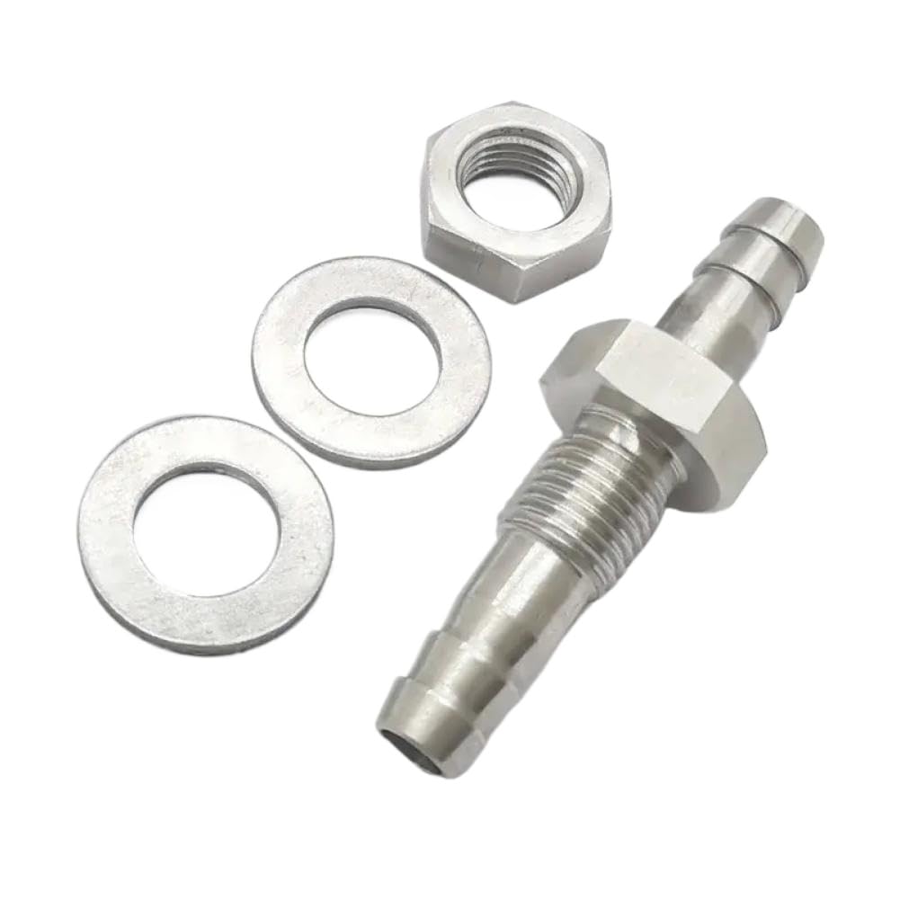 1/4 Inch Hose Barb Thru-Bulkhead Straight Hex Union Stainless Steel Fitting