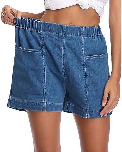 Fuinloth FCN1904SBLLLPF Women'S Denim Shorts, Elastic Wasit Mid Rise Loose Fit thumb #2