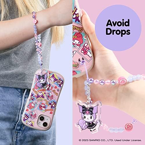 iFace Hello Kitty and Friends Beaded Wristlet Universal Phone Charm Strap - Cute Wrist Chain Lanyard Aesthetic Decor Strap for Cell Phone Camera Keys AirPods Keychains β Kuromi and Baku - 3