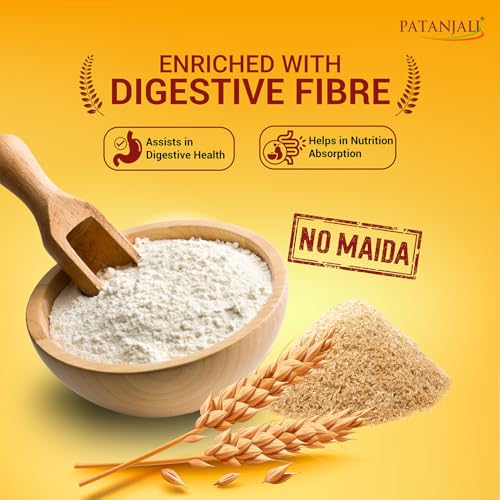 Image of Patanjali Traditional Whole Wheat Chakki Atta with Bran 10kg, Genhu ka Atta, Organic Flour