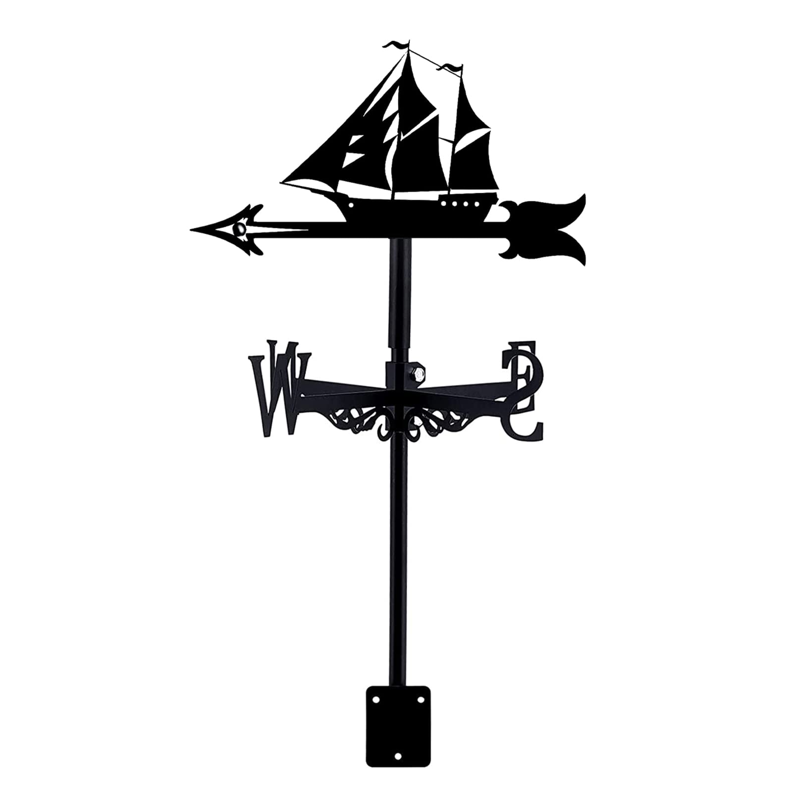 Girouette décorative en métal pour bateau à voile - Pour jardin - Indicateur de direction du vent - En acier inoxydable - Scène durable