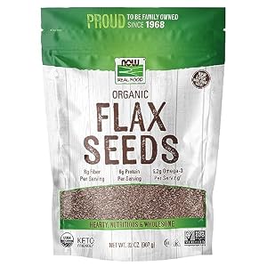 NOW Foods, Organic Flax Seeds, Source of Essential Fatty Acids and Fiber, Certified Non-GMO, Kosher, 2-Pound (Packaging May Vary)