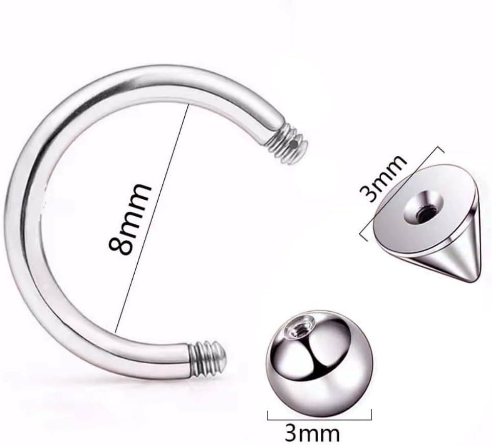 16G Spike Lip Rings Stainless Steel Snake Bite Jewelry Nose Septum Rings Septum Jewelry Cartilage Helix Tragus Earrings Body Piercing Jewelry for Women Men - Image 6