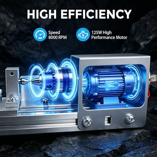 Mini Drehmaschine 125W, Drechselmaschine, Drehbank 2000-8000U/min, 7 Gang Einstellung, Mini-Holzdrehmaschine, Fräsdrehmaschine, Schneiden, Polieren, für Hobbyisten, Holzbearbeitung,Handwerk,Modellbau