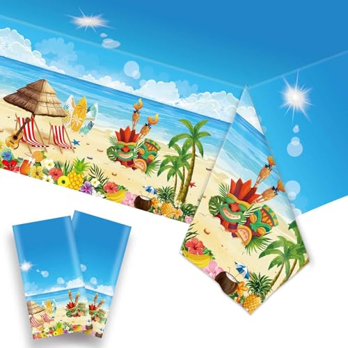 Shalve 2 manteles Hawaianos para Fiestas, Impermeables (137 x 274 cm), Estilo Tropical, Ideales para la Playa, la Piscina, el Verano, cumpleaños y Fiestas Luau