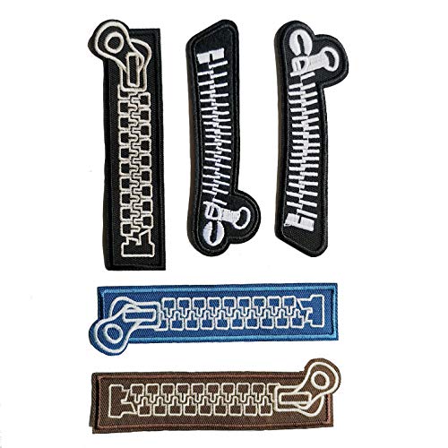 Black Zipper Patches for Jeans Zip Sew On Patches for Jackets Iron on Embroidery Sticker 5Pcs
