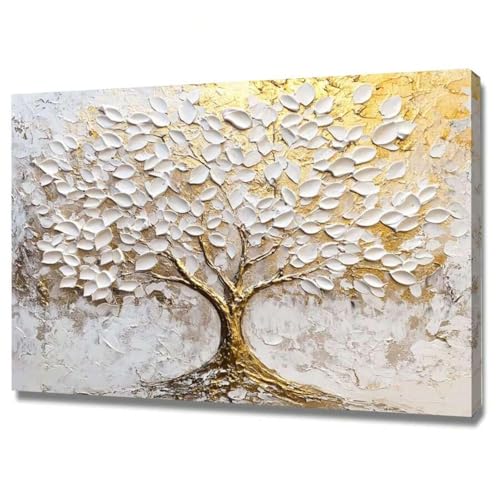 Impression sur toile arbre de vie fleurs blanches pour decoration de salon