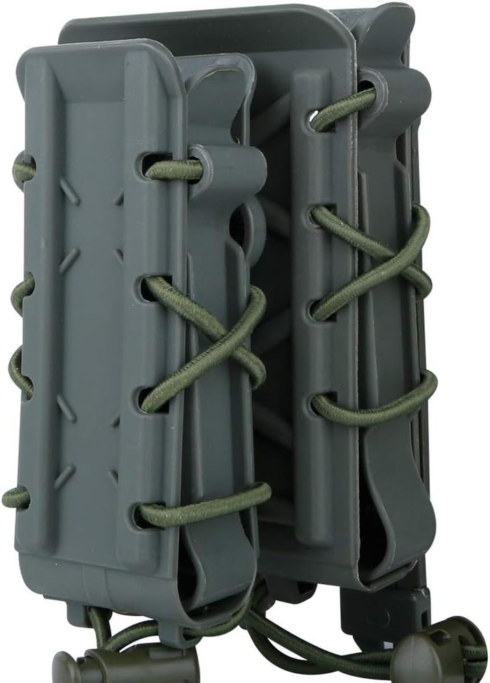 Rifle Mag Carrier 5.56mm/7.62mm and Pistol Mag Carrier Holder 9mm /45ACP Shell Scorption Magazine Pouch Holster with Molle Clips Double Stack for M4 M16 AR 15 AK47