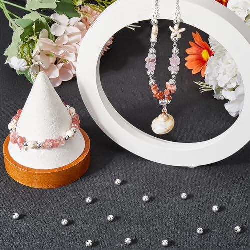 Beebeecraft 1 Box 100Pcs 6mm 925 Sterling Silver Plated Round Spacer Beads Ball Smooth Loose Beads for Bracelet Necklace Jewellery Making Craft Supplies - Image 4
