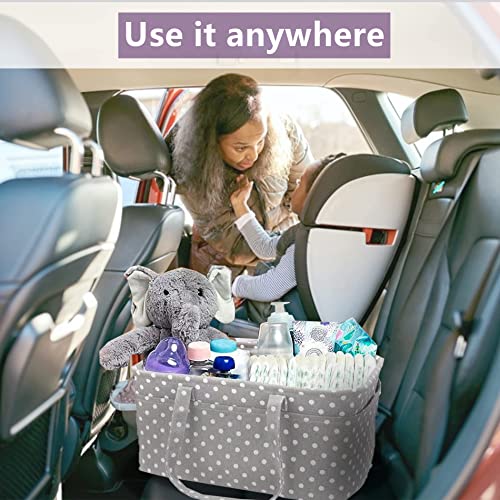 Baby Diaper Caddy Large Collapsible Nursery Organizer Storage Basket for Boy Girl Portable Holder Tote Bag for Changing Table Car Travel Registry Favorites Newborn Essentials Must Haves