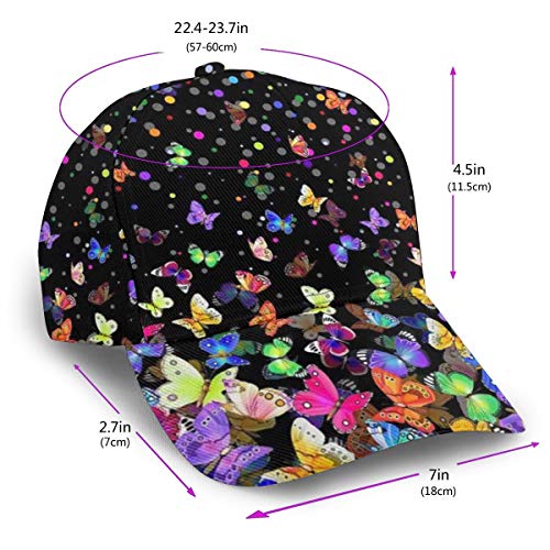 Toluyoqu Baseball Cap Colorful Butterfly Adjustable Low Profile Washed Dad Hat For Men Women #TOP1