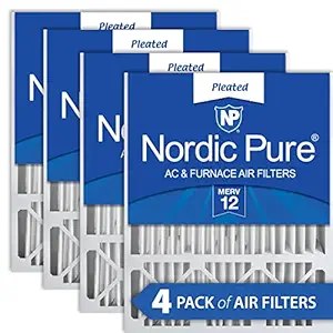 Nordic Pure 16x25x4/16x25x5 (15 3/4 x 24 3/4 x 4 3/8) Honeywell FC100A1029 Replacement Pleated AC Furnace Air Filters MERV 12, Box of 4