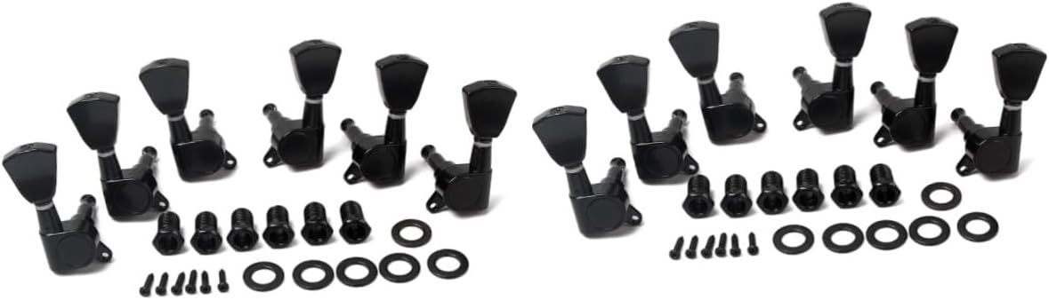 Hemoton 12pcs Guitar Tuning Pegs Machine for Electric Acoustic Guitars Black Replacement Tuners Easy to Use and Clean Ergonomic Design for Musicians and Beginners