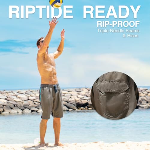 Image of Kanu Surf Men's Big Viper Extended Size Stripe Swim Trunk