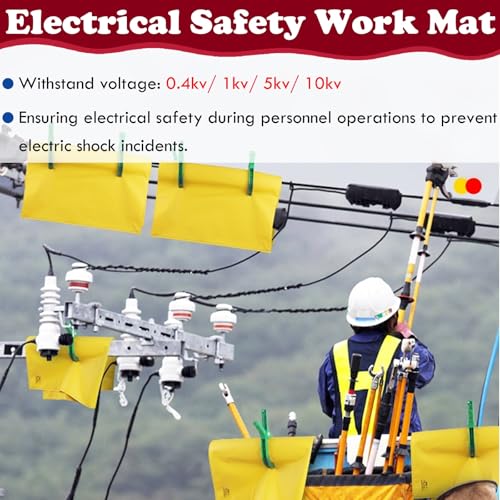 Elektrische Isoliermatte für Kraftwerke, 400 V Sicherheitsdecken-Set mit 15,2 cm Öffnungsclips, 100 x 100 cm, Elektriker-Schutzausrüstung, nicht leitender Bodenbelag