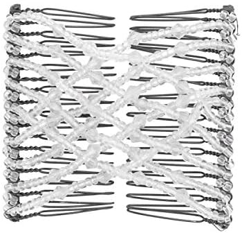 Greatstar EZ Stretch Pearls Combs For Girl, Magic Beading Hair Comb-Double Clips Hair Styling Accessories for Women Girls Hair Beauty (White)