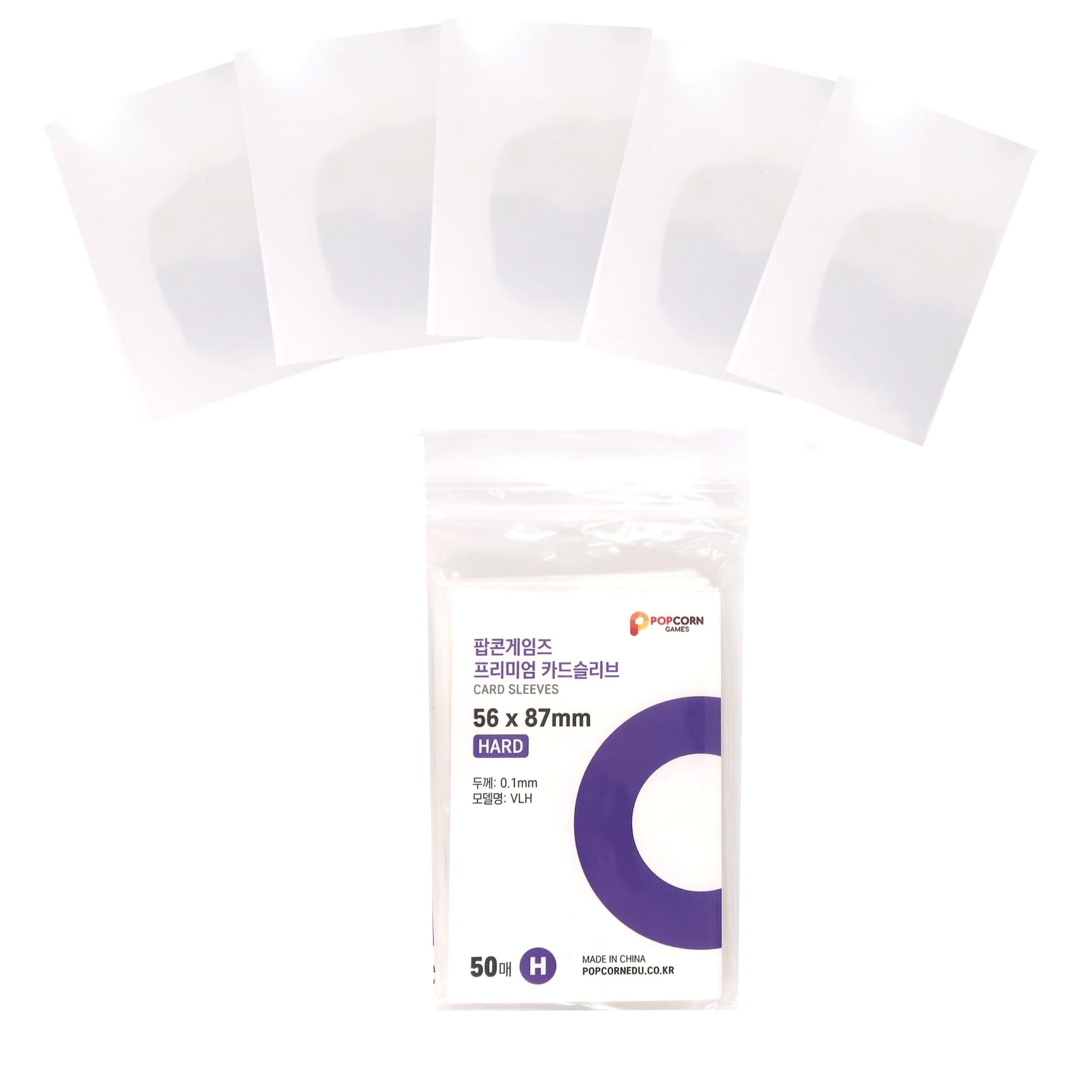 Popcorn Games Premium Card Sleeve 2 Set|50pcs Each- Ideal for K-Pop Photocards, and Japanese Trading Cards - Hard 56x87mm Protector|Clear Sleeves Photo Cards