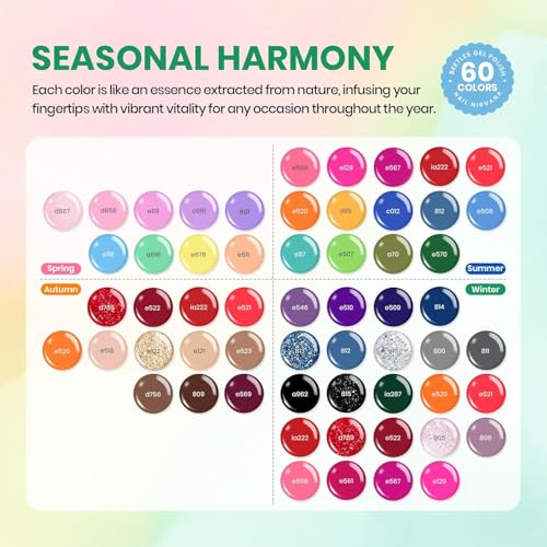 Image of Beetles Gel Nail Polish Set, 70 PCS 60 Colors Red Green Pink Brown Blue Nude Glitter Gel Nail Polish Kit with Base Top Coat for Beginners UV LED Needed DIY Salon Gifts for Women