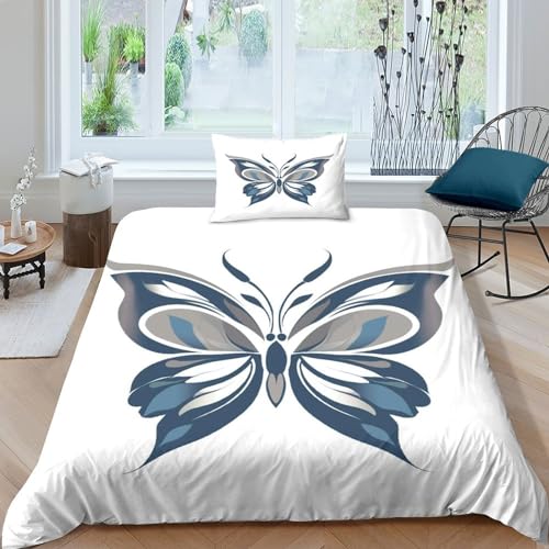 Housse de couette respirante en microfibre super douce motif papillons 3D - 2