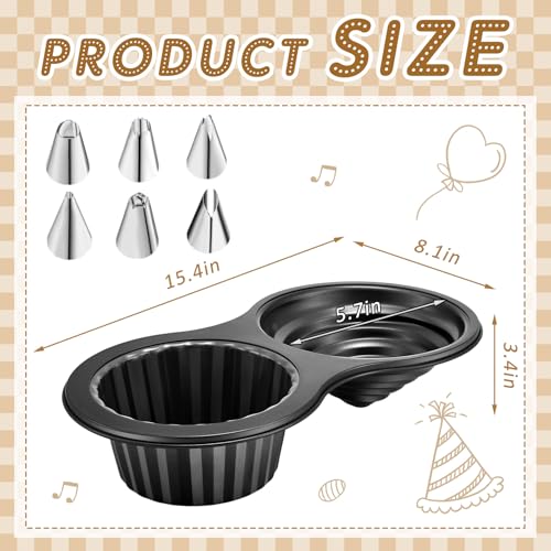 Giant Cupcake Pan 15x 8in set， Cake Decorating Supplies Kit,Jumbo Cupcake Cake Mold with Stainless Steel Spatula Silicone Scraper Icing Piping Tips Icing Comb Scraper for Cake Baking Supplies — view 2