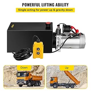 VEVOR Pompe Hydraulique 12 V 10 L Pompe Hydraulique Remorque Simple Effet Réservoir en Métal 22 MPa Démarrage Rapide Débit d'Huile Rapide Aucune Fuite Remorque Élévateur à Ciseaux Vérin Hydraulique