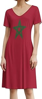 Women's Summer Casual Loose Dress Wales Flag Long Dress Short Sleeve for Womens Skirts - Buy now