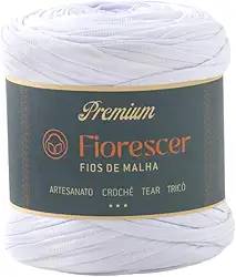 Fio de Malha Premium Fiorescer, Branco, 140 metros, 28 mm, Crochê, Tear, Tricô