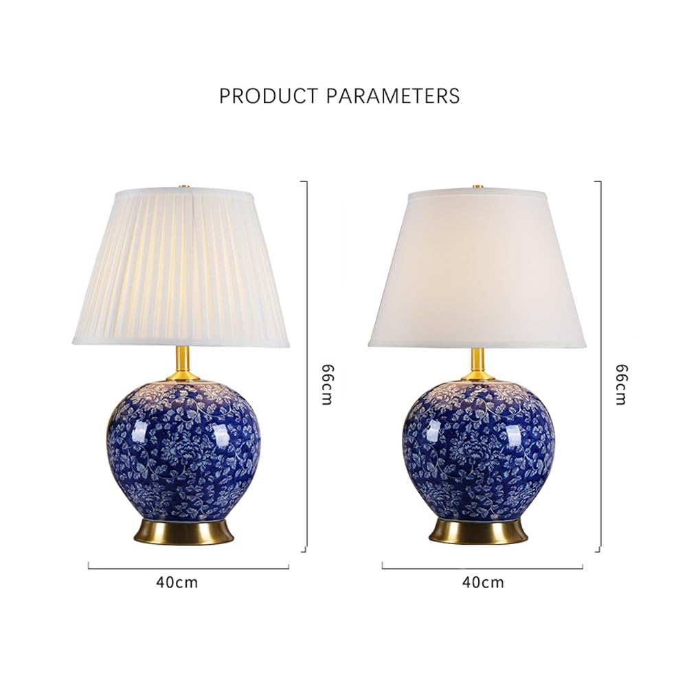 Lampka nocna do sypialni – ceramiczna lampa do salonu, lampka nocna z białym lnianym odcieniem, nowoczesna lampa do sypialni (przełącznik zdalnego sterowania)