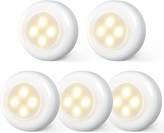 Tap Lights LED Push Lights Stick on Lights Portable Under Cabinet Lighting Battery Operated Wireless Kitchen Closet Counter Night Lights 5 Pack, Warm Light