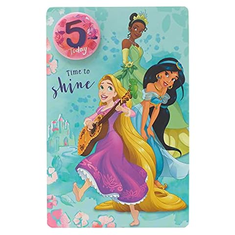 Disney Princess 5th Birthday Card and Badge Cover
