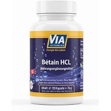 Betaine HCL 540mg 120 Vegan Capsules No Additives Made in Germany