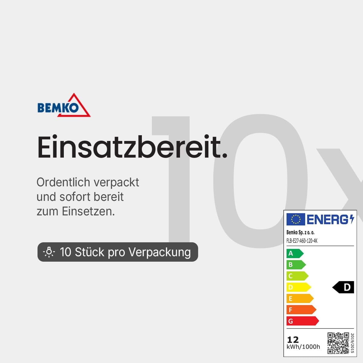 BEMKO Premium E27 LED-Lampe Globe 11W 1500lm 2700K warmweiß 10 Stück